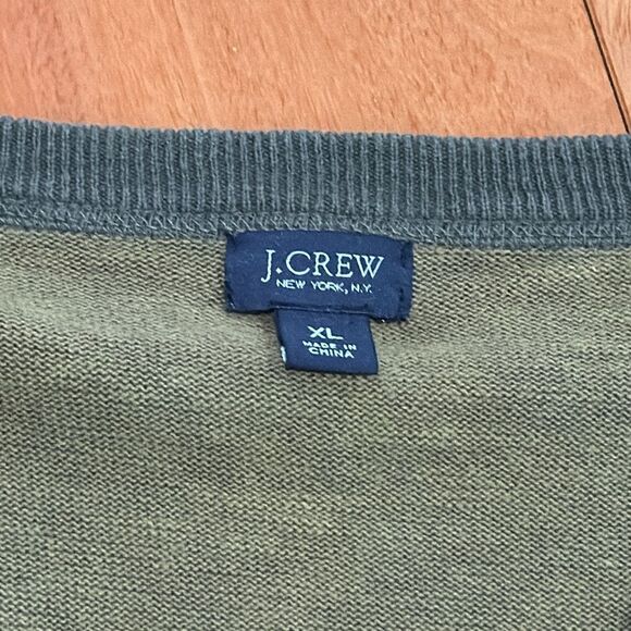 J. Crew Heathered Green Vintage Look 100% Cotton V-Neck Sweater Men's XL - Picture 6 of 9